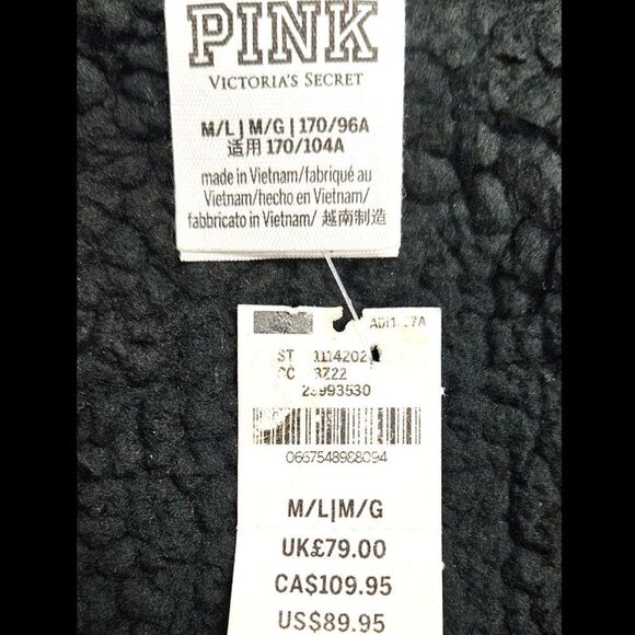 PINK VICTORIA SECRET Warm Maroon Hooded Sherpa Jacket Size M/L - Picture 14 of 16